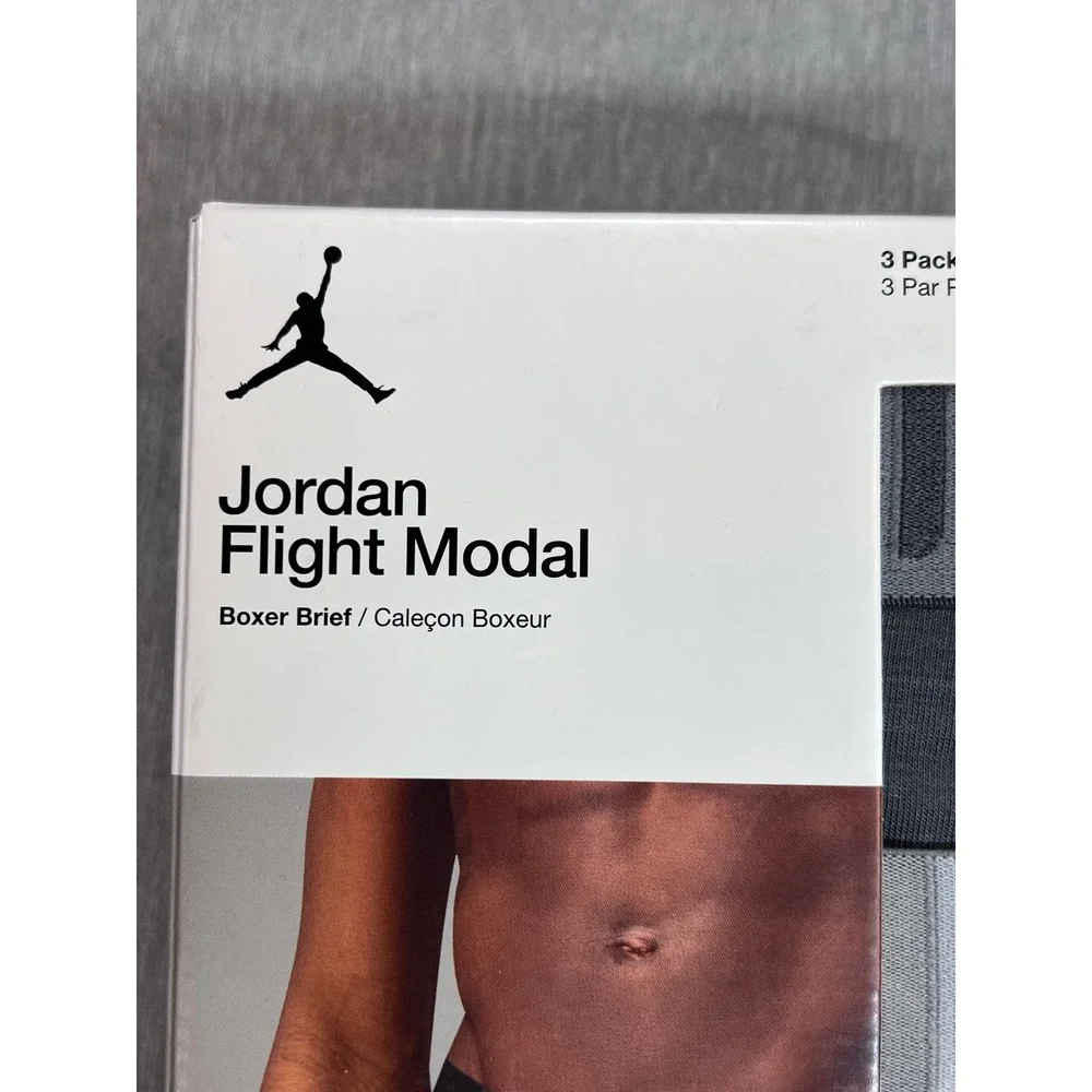Nike Jordan Flight Modal Boxer Briefs 3 Pack Mens Large Particle Gray Black